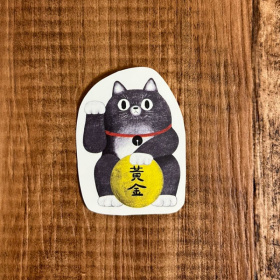 鳥控 - 都是貓防水貼紙（黃金招財貓）