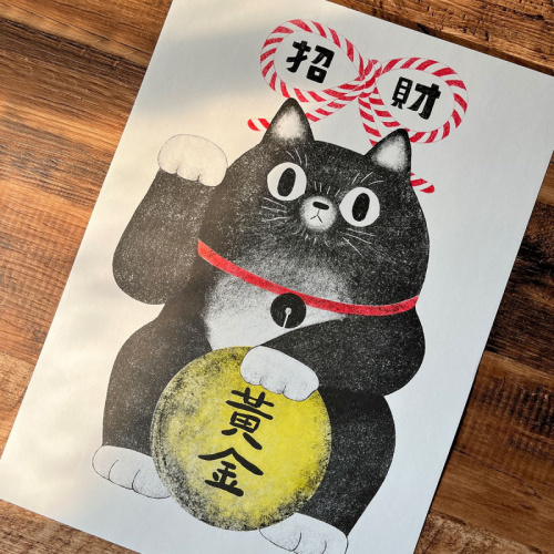 鳥控 - 招財貓 A3海報（黃金）