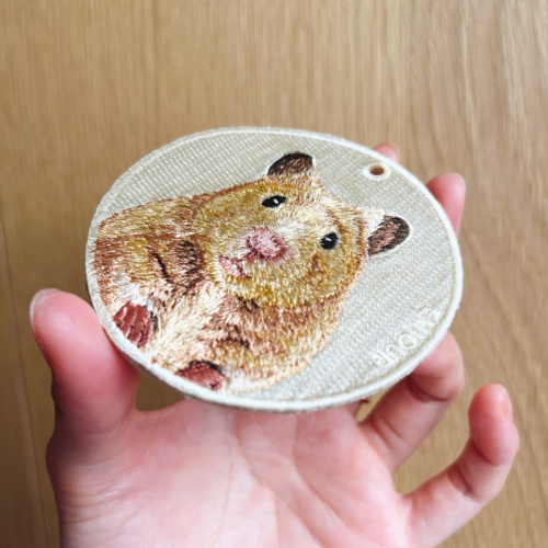 雙面刺繡吊飾 黃金鼠