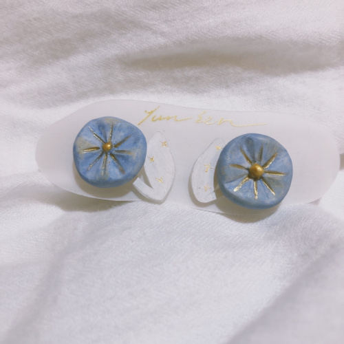 藍色月光花耳環