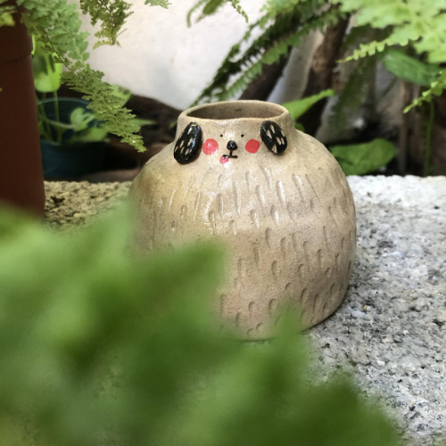 《不拔毛星球》黃土花器（狗狗）