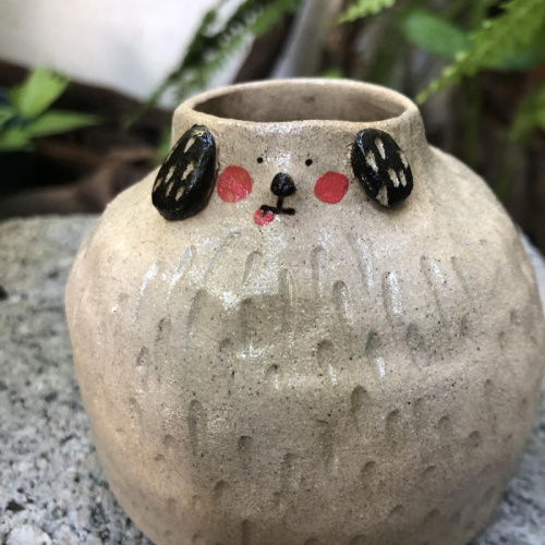 《不拔毛星球》黃土花器（狗狗）