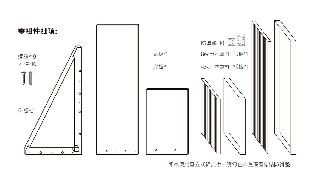 爬爬貓貓抓板 零組件細項